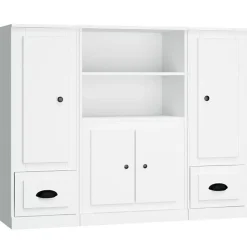 vidaXL Buffets 3 pcs blanc bois d'ingénierie 3185311