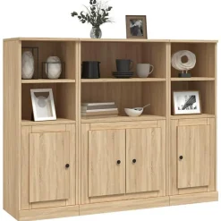vidaXL Buffets 3 pcs chêne sonoma bois d'ingénierie 3185306