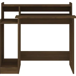 vidaXL Bureau à Lumières LED Table d'Ordinateur Table de Travail Meuble Informatique Meuble d'Etude Chêne Marron 97x45x90 cm 82047
