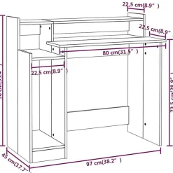 vidaXL Bureau avec Lumières LED Table d'Ordinateur Bureau d'Ecriture Table d'Etude Informatique Chêne Sonoma 97x45x90 cm 805555