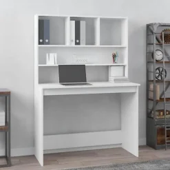 vidaXL Bureau avec étagères Blanc 102x45x148 cm Bois d'ingénierie 823000
