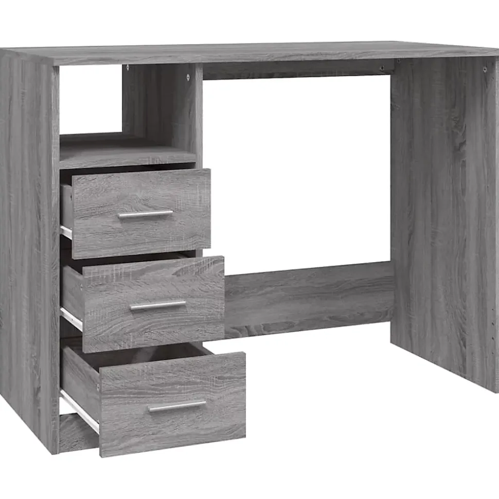 vidaXL Bureau avec tiroirs Sonoma gris 102x50x76 cm Bois d'ingénierie 823038