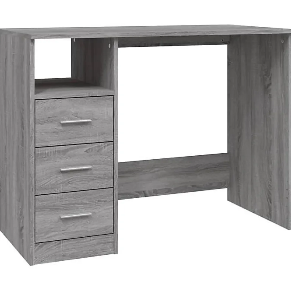 vidaXL Bureau avec tiroirs Sonoma gris 102x50x76 cm Bois d'ingénierie 823038