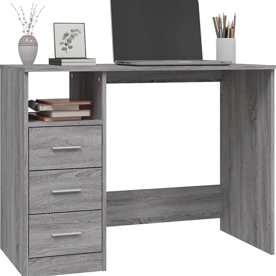 vidaXL Bureau avec tiroirs Sonoma gris 102x50x76 cm Bois d'ingénierie 823038