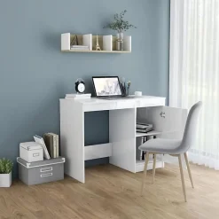 vidaXL Bureau Blanc brillant 100x50x76 cm Aggloméré