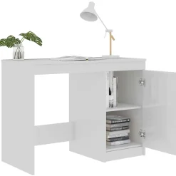 vidaXL Bureau Blanc brillant 100x50x76 cm Aggloméré
