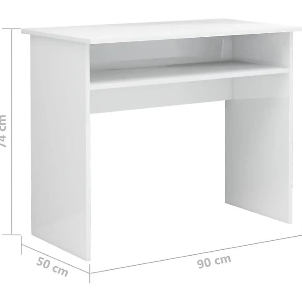 vidaXL Bureau Blanc brillant 90x50x74 cm Aggloméré