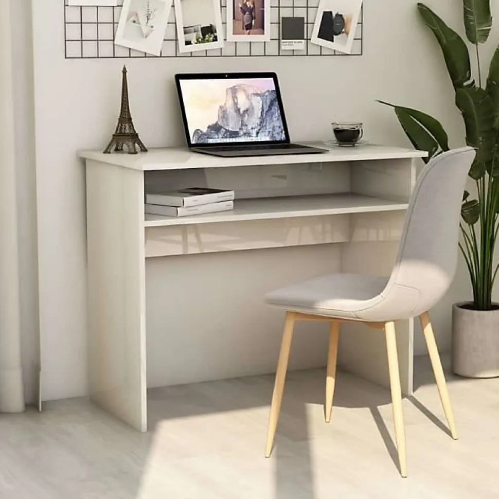 vidaXL Bureau Blanc brillant 90x50x74 cm Aggloméré