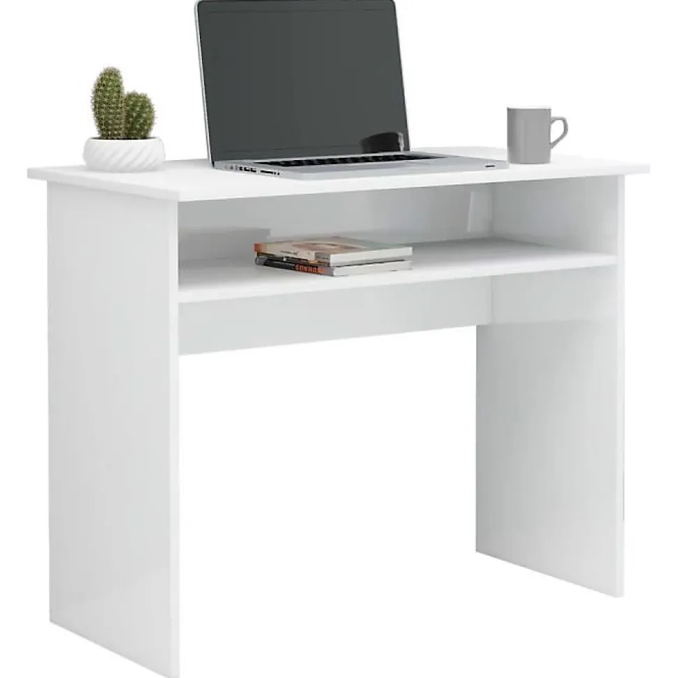 vidaXL Bureau Blanc brillant 90x50x74 cm Aggloméré