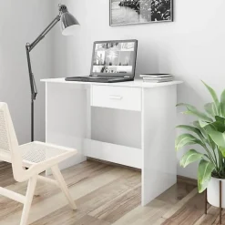 vidaXL Bureau Blanc brillant 100 x 50 x 76 cm Aggloméré