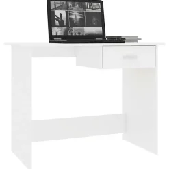 vidaXL Bureau Blanc brillant 100 x 50 x 76 cm Aggloméré