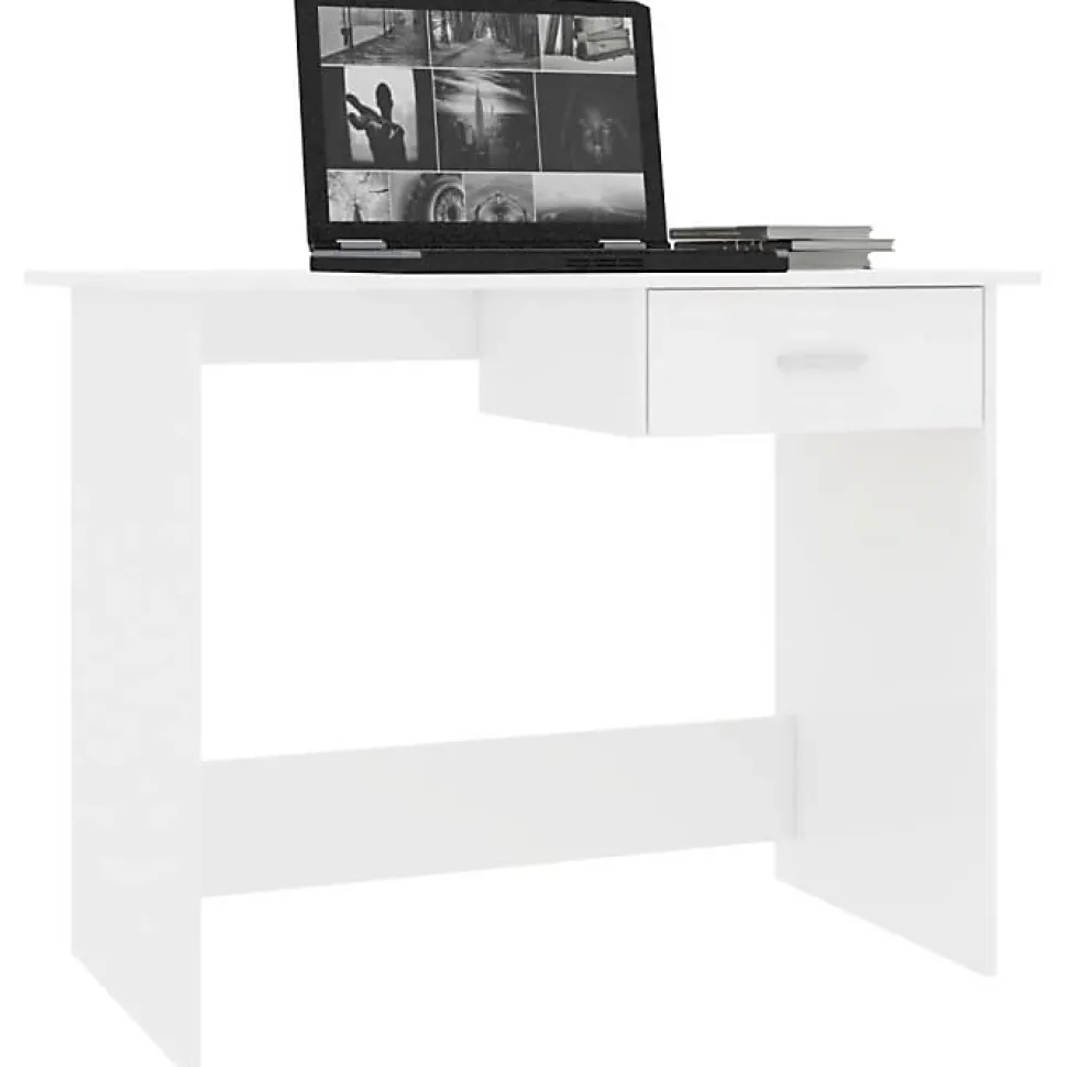 vidaXL Bureau Blanc brillant 100 x 50 x 76 cm Aggloméré