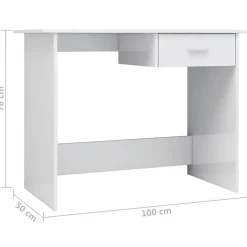 vidaXL Bureau Blanc brillant 100 x 50 x 76 cm Aggloméré