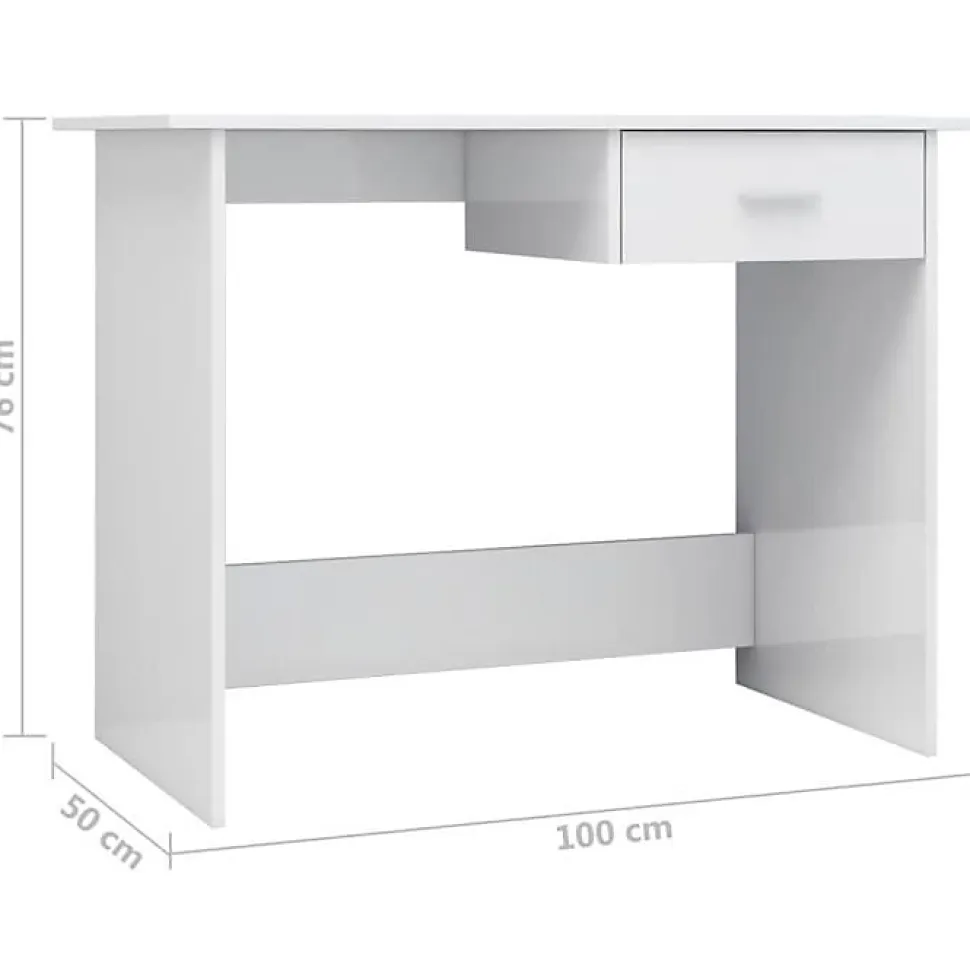 vidaXL Bureau Blanc brillant 100 x 50 x 76 cm Aggloméré