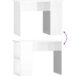 vidaXL Bureau Blanc brillant 100x55x75 cm Bois d'ingénierie 823026