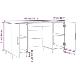 vidaXL Bureau blanc 140x50x75 cm bois d'ingénierie 829532