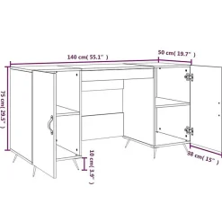 vidaXL Bureau blanc 140x50x75 cm bois d'ingénierie 829516