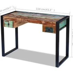 vidaXL Bureau Bois de récupération massif