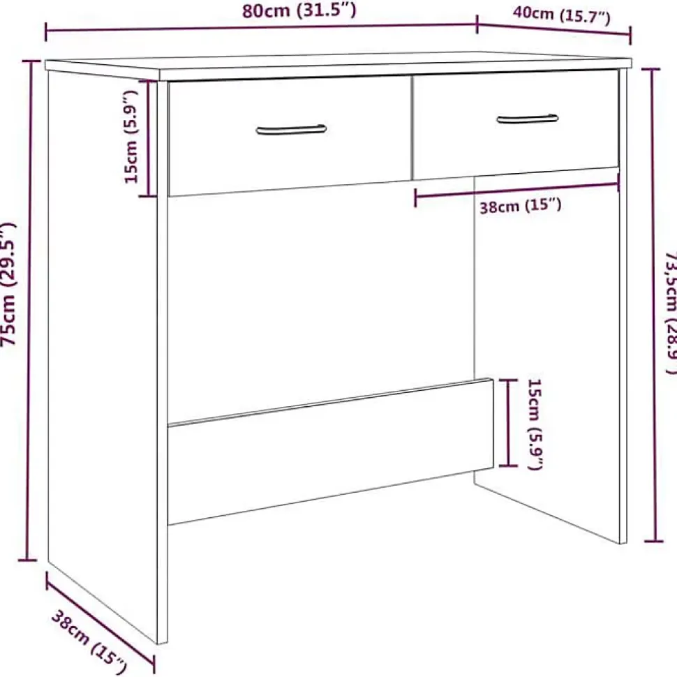 vidaXL Bureau Chêne fumé 80x40x75 cm Bois d'ingénierie 815474
