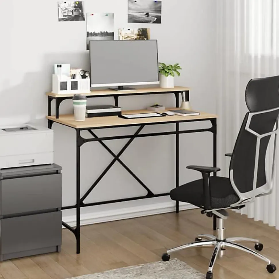 vidaXL Bureau chêne sonoma 100x50x90 cm bois d'ingénierie et fer 826700