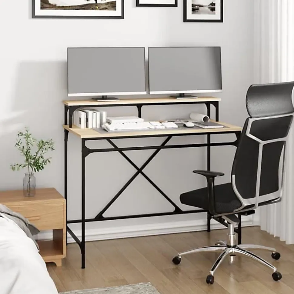vidaXL Bureau chêne sonoma 100x50x90 cm bois d'ingénierie et fer 826700