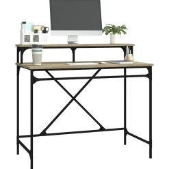 vidaXL Bureau chêne sonoma 100x50x90 cm bois d'ingénierie et fer 826700