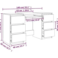 vidaXL Bureau Chêne sonoma 140x50x77 cm Aggloméré