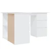 vidaXL Bureau d'angle Blanc 145x100x76 cm Aggloméré