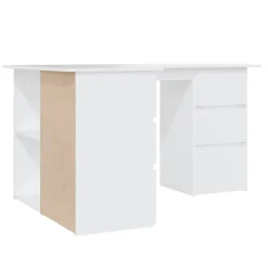 vidaXL Bureau d'angle Blanc 145x100x76 cm Aggloméré