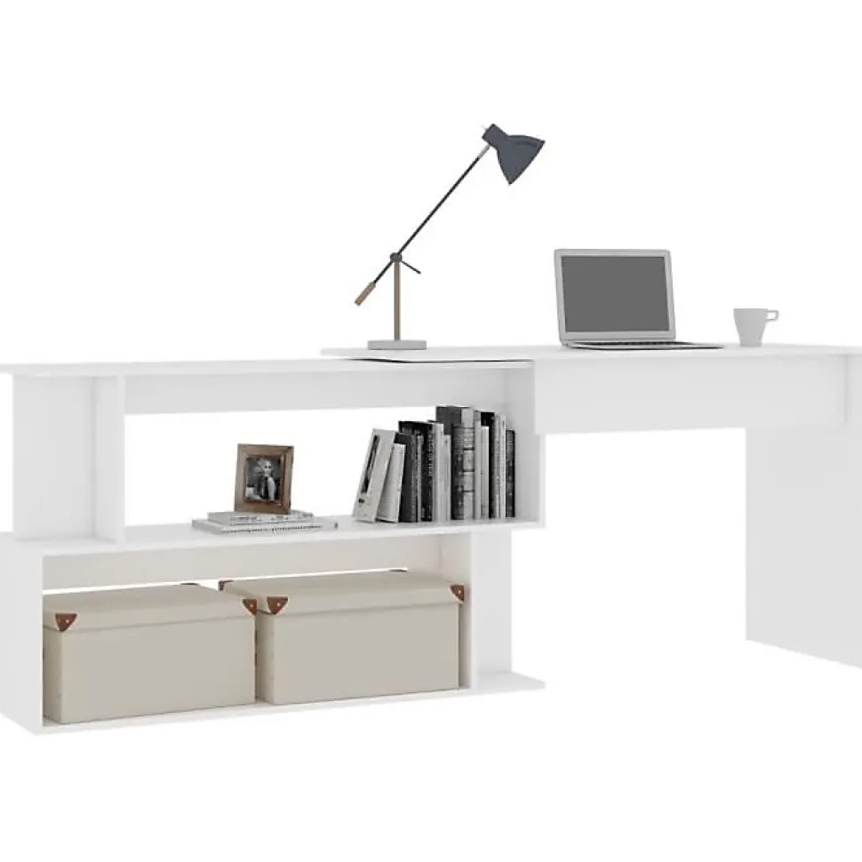 vidaXL Bureau d'angle Blanc 200x50x76 cm Aggloméré