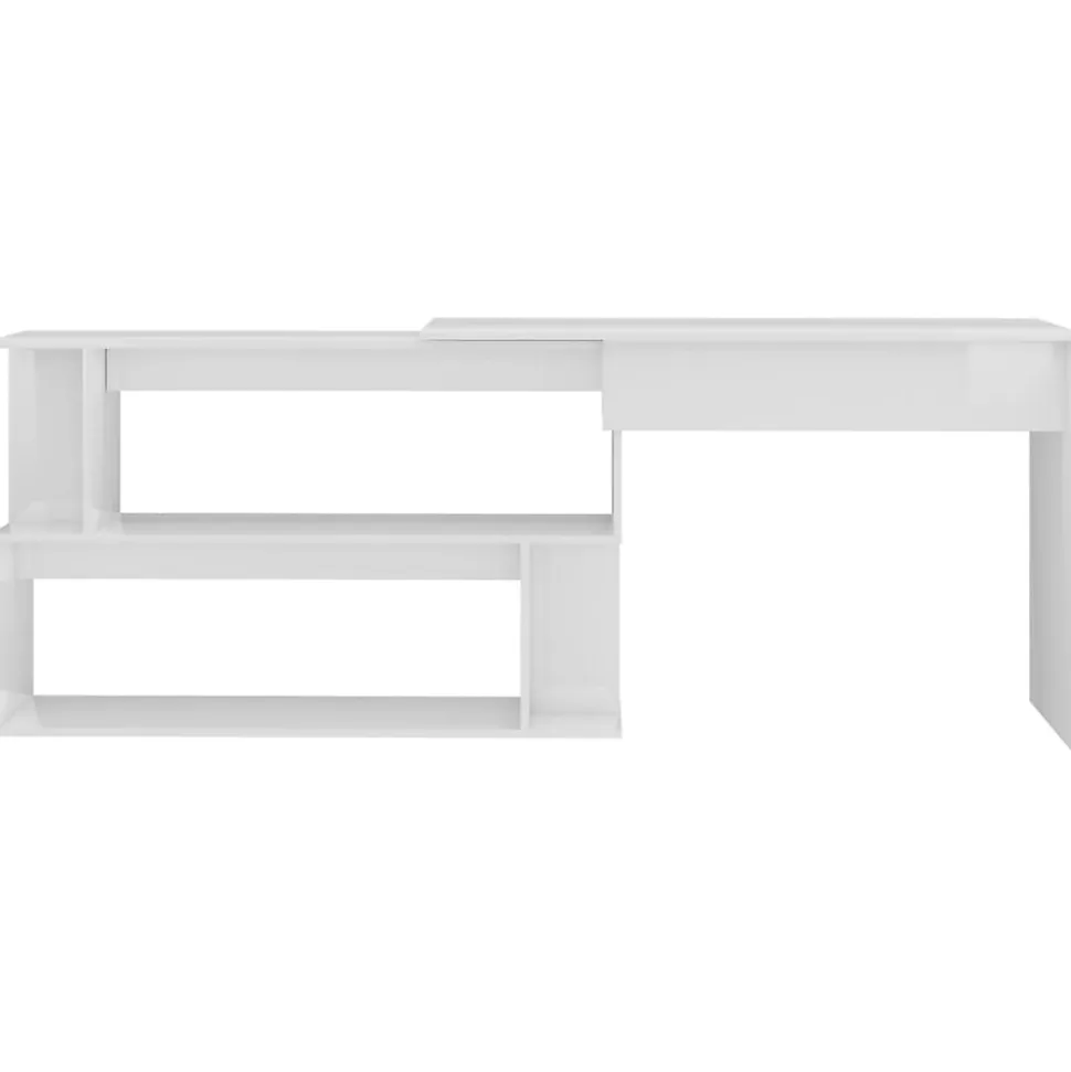 vidaXL Bureau d'angle Blanc brillant 200x50x76 cm Aggloméré