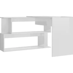 vidaXL Bureau d'angle Blanc brillant 200x50x76 cm Aggloméré