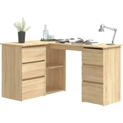 vidaXL Bureau d'angle Chêne sonoma 145x100x76 cm Aggloméré