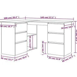 vidaXL Bureau d'angle Chêne sonoma 145x100x76 cm Aggloméré