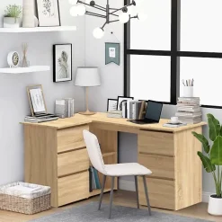 vidaXL Bureau d'angle Chêne sonoma 145x100x76 cm Aggloméré