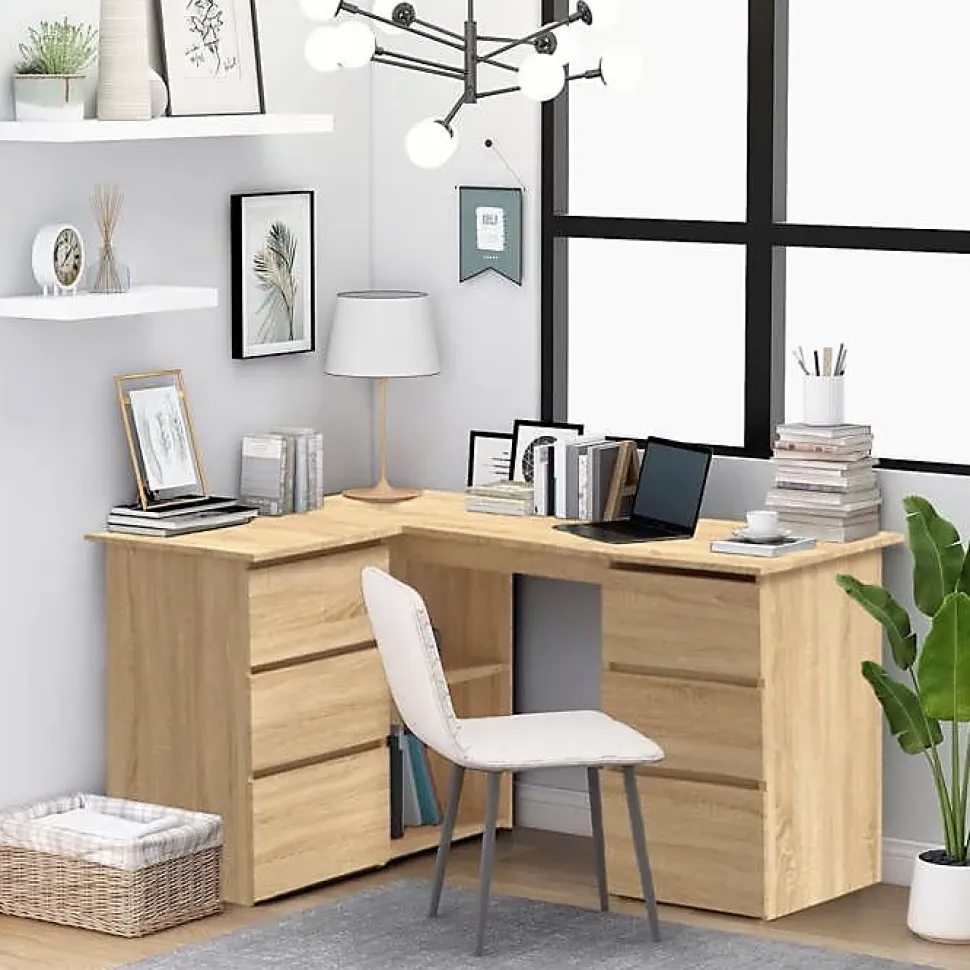 vidaXL Bureau d'angle Chêne sonoma 145x100x76 cm Aggloméré