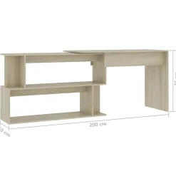 vidaXL Bureau d'angle Chêne sonoma 200x50x76 cm Aggloméré