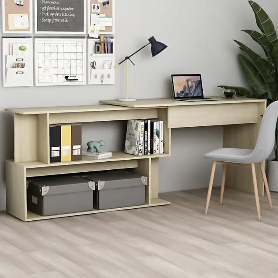 vidaXL Bureau d'angle Chêne sonoma 200x50x76 cm Aggloméré