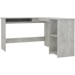 vidaXL Bureau d'angle en forme de L Gris Béton Bois d'ingénierie 800751