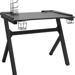 vidaXL Bureau de Jeu à LED en Forme de Y, Table d'Ordinateur avec Support pour écouteurs, Meuble de Salon Salle de Séjour 325424