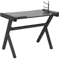 vidaXL Bureau de Jeu à LED en Forme de Y, Table d'Ordinateur avec Support pour écouteurs, Meuble de Salon Salle de Séjour 325424