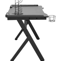 vidaXL Bureau de Jeu à LED en Forme de Y, Table d'Ordinateur avec Support pour écouteurs, Meuble de Salon Salle de Séjour 325424