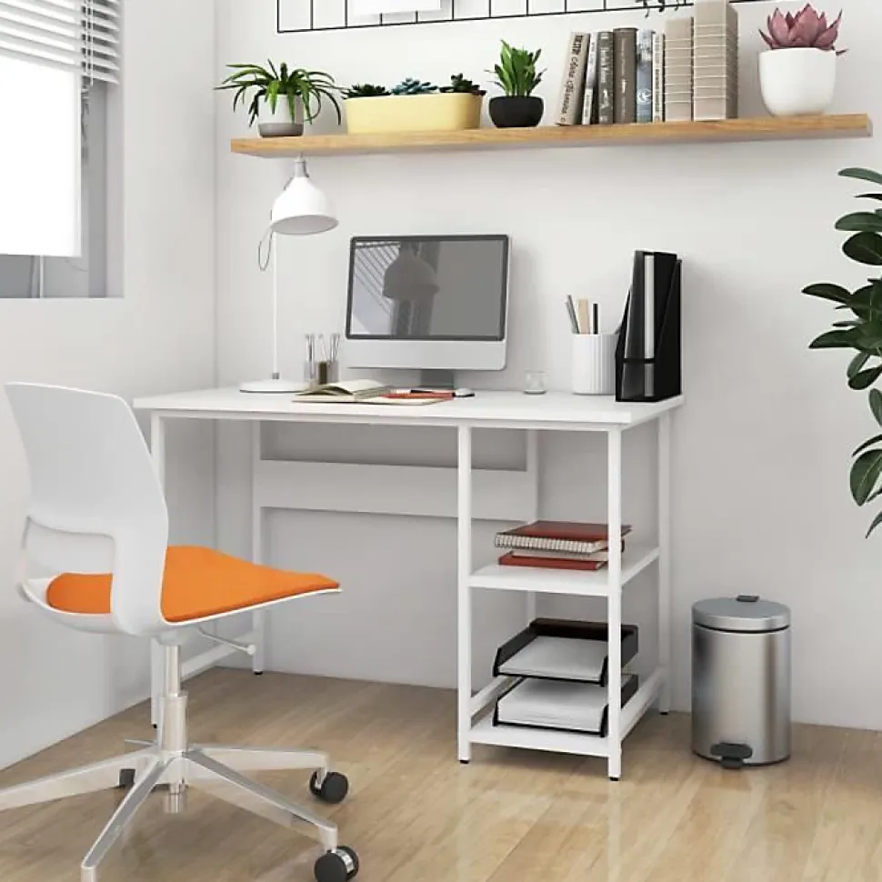 vidaXL Bureau d'ordinateur Blanc 105x55x72 cm MDF et métal