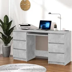 vidaXL Bureau Gris béton 140x50x77 cm Aggloméré