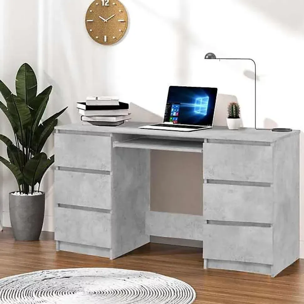 vidaXL Bureau Gris béton 140x50x77 cm Aggloméré