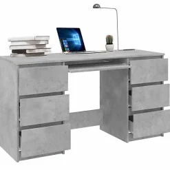 vidaXL Bureau Gris béton 140x50x77 cm Aggloméré