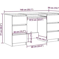 vidaXL Bureau Gris béton 140x50x77 cm Aggloméré