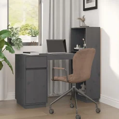 vidaXL Bureau Gris 110x53x117 cm Bois massif de pin 814511