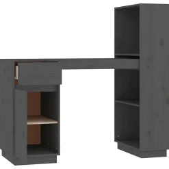 vidaXL Bureau Gris 110x53x117 cm Bois massif de pin 814511