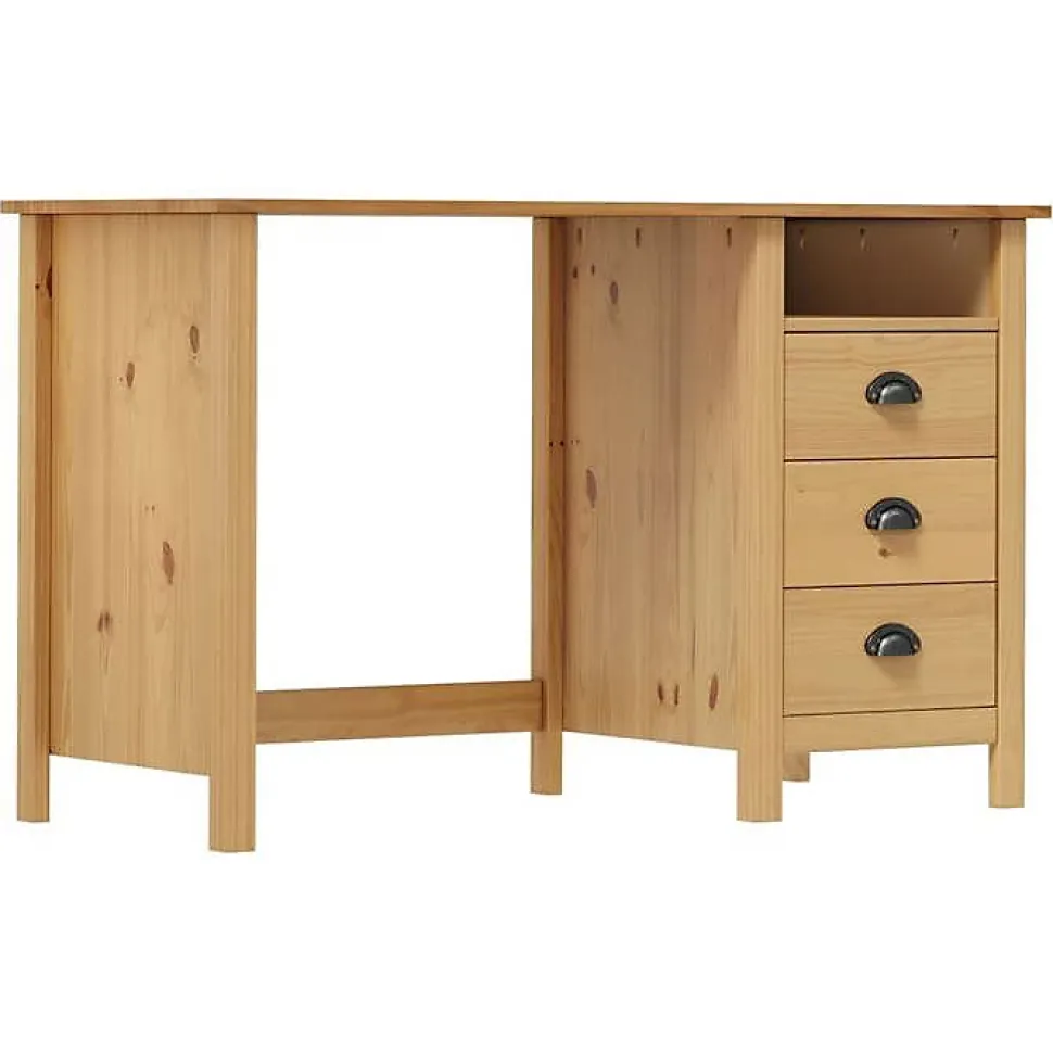 vidaXL Bureau Hill avec 3 tiroirs 120x50x74 cm Pin solide 288995